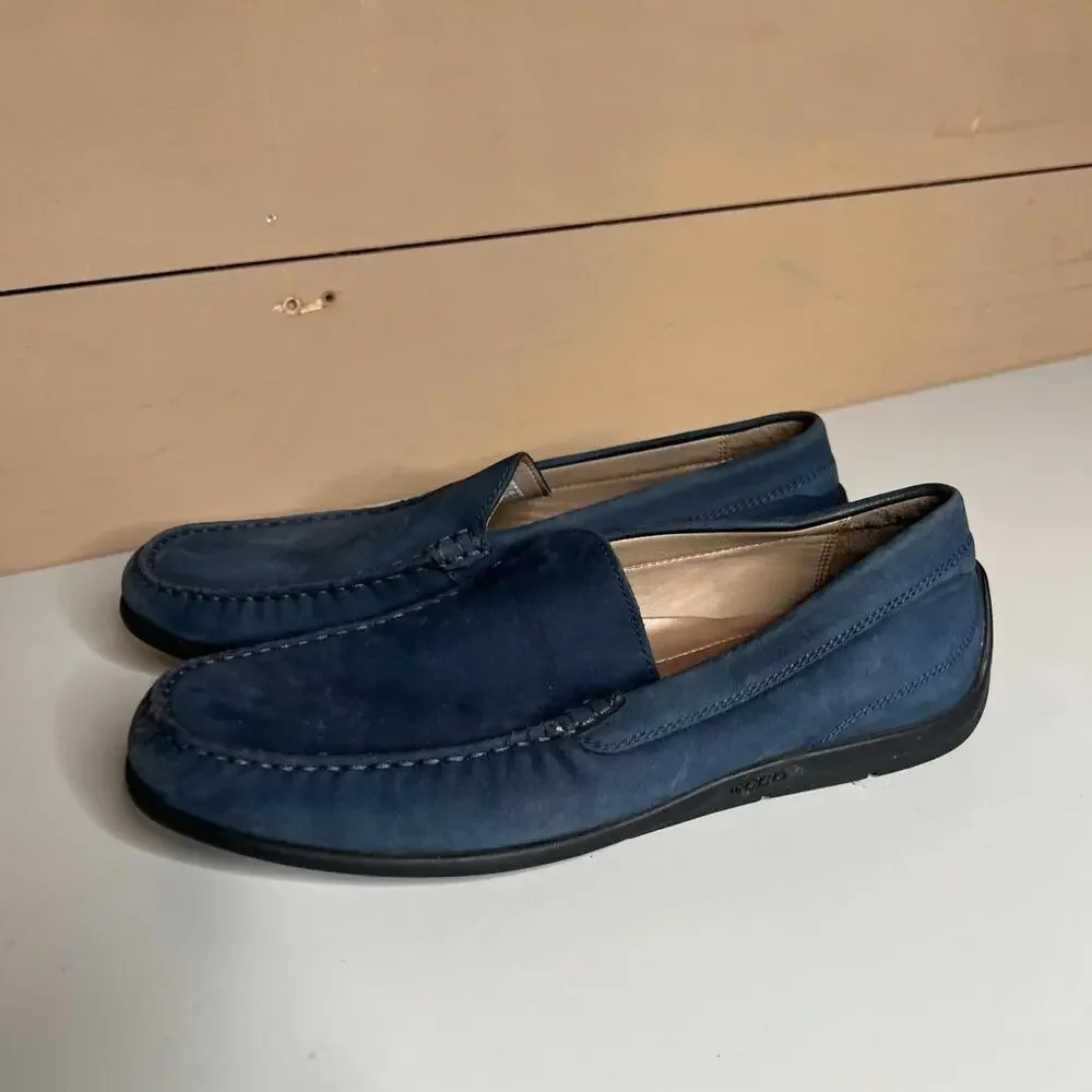 ECCO Men's Blue Leather Loafers Slip On Dress Shoes EU 40‎ US 6-6.5 Classic